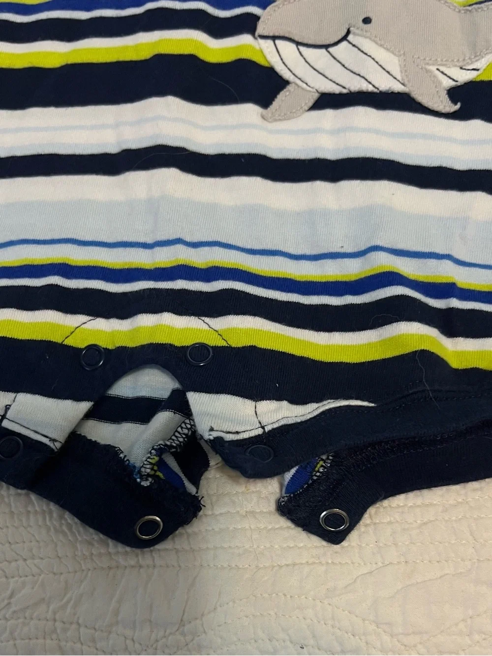 Carter's Navy, White & Lime Striped Snap-Front Baby Top